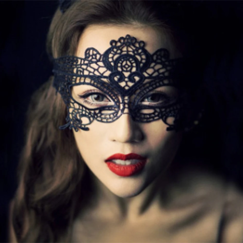 Description Picture 3 of item2023 HOT SALES Women Hollow Mask Sexy Cosplay Lace Masquerade Eye Mask Lingerie Halloween Accessories Gothic Fetish