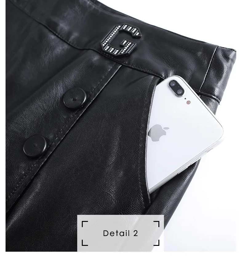 Description Picture 4 of itemHigh Waist Leather Shorts Skirts Fashion Occupation Work Pencil Mini Shorts Skirts S-3XL Size Black Button Shorts Female