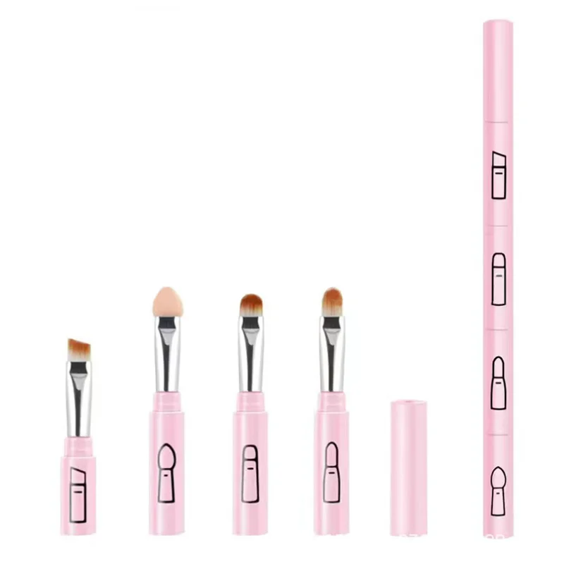 Description Picture 5 of item4 IN 1 Multifunctional Makeup Brushes Set Makeup Gadget Detachable Lip Eyeshadow Brush Sponge Eyeshadow Brush for Home Travel