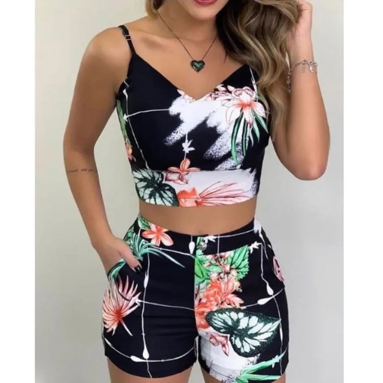 Description Picture 6 of itemSummer Short Sets Printing Sling Slim Shorts Fashion Elegant Outfits for Women 2023 Two Piece Set for Women Free Shipping Offers
