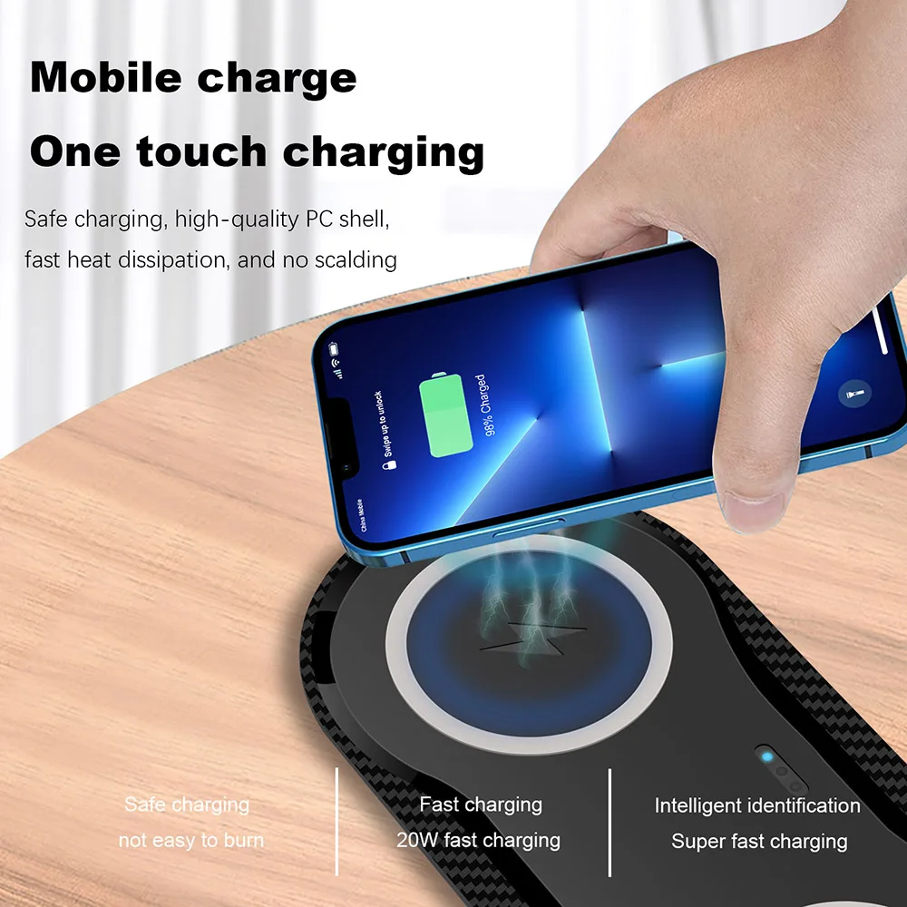 Double 2 in 1 Fast Wireless Charger for iPhone 11 12 13 14 X 8 XR AirPods Pro 40W Dual Wireless Charging Station for Samsung S22