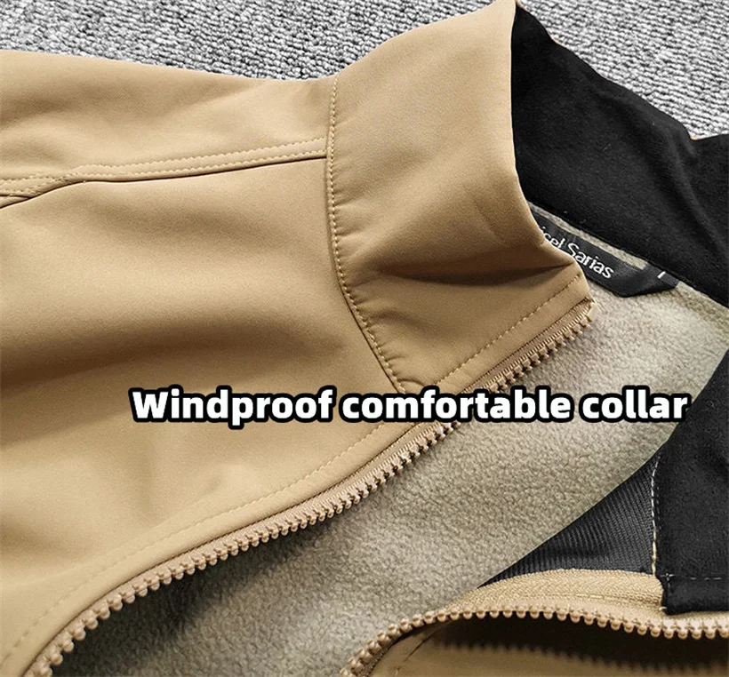 Description Picture 6 of itemUS SWAT Tactical Soft Shell Jacket Mens Winter Fleece Lined Waterproof Warm Light Outerwear Outdoor Hiking Safari Ski Cargo Coat