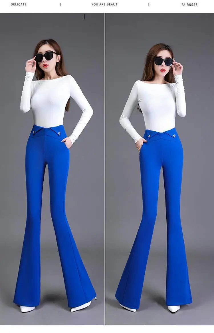 Description Picture 4 of itemElegant Fashion Women High Waist Suit Pants Spring Autumn New Simple Slim Korean Streetwear Casual Solid All-match Flare Trouser