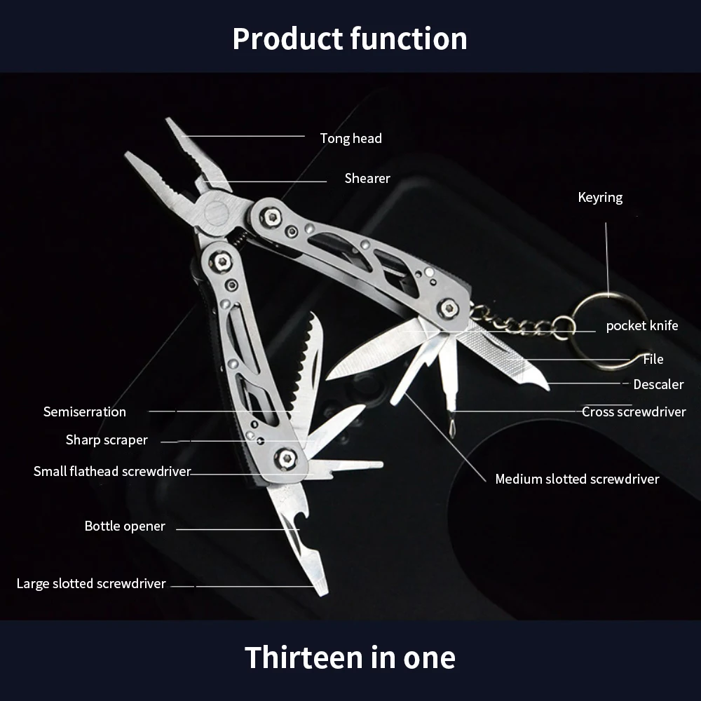 Description Picture 3 of item1/2PCS Portable Mini Multitool 420 Stainless Steel Multitool Pliers Knife Screwdriver for Outdoor Survival Camping Hunting