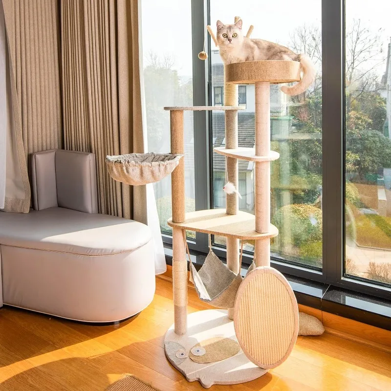 Description Picture 4 of itemMultifunctional Indoor Cat Tree Multi-Level Cute Cat Tower Furniture Apartment with Sisal Scratching Board and Cat Climbing Post