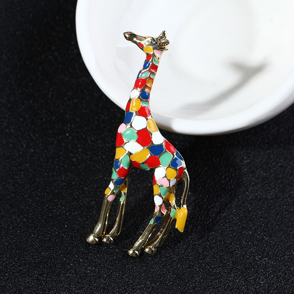 Cute Women Alloy Giraffe Animal Shape Metal Brooch Collar Pin Fashion Jewelry