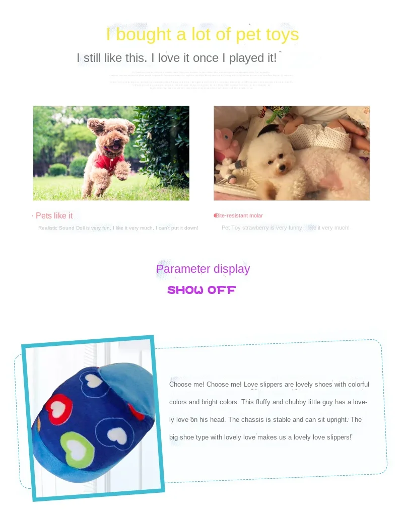 Description Picture 3 of itemDog Toy Pet Dog Plush Toy Sounding Toys Teeth-resistant Dog Toy Love Slippers Pet Supplies Dog Toys for Small Dogs  Pet Toys