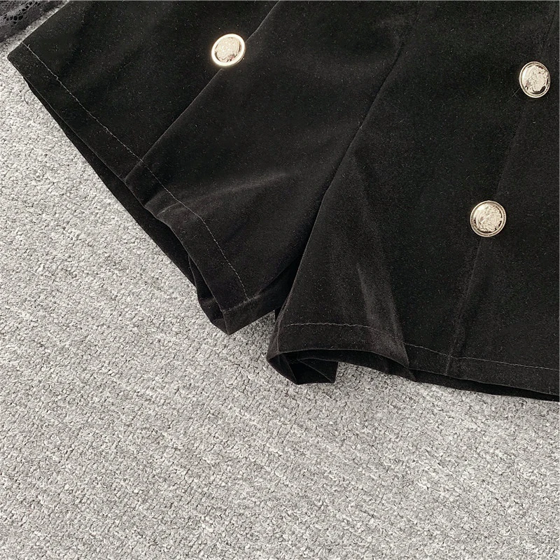 Description Picture 6 of itemGagaok High Street Two Piece Set Women Stand Collar Lace Shirt Waist Slim Chic Button Jumpsuit Korean 2 Piece Sets Sexy Top