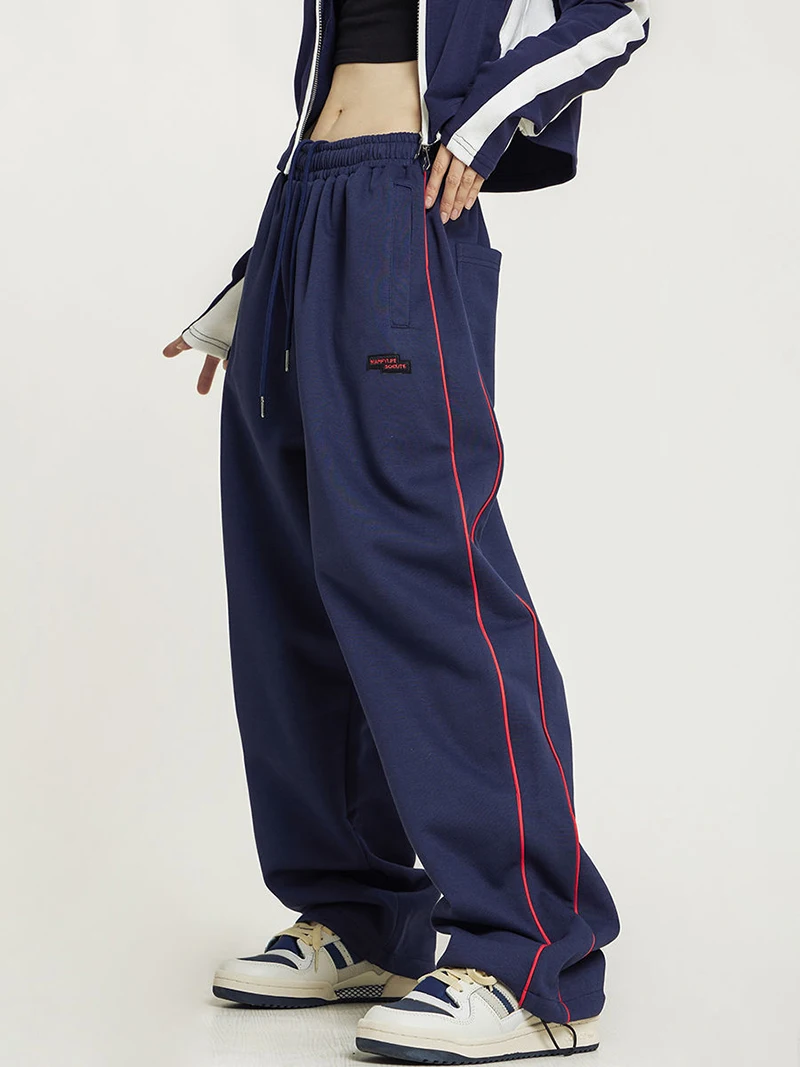 Description Picture 4 of itemMEXZT S-4Xl Striped Sweatpants Women Y2K Oversized Wide Leg Cargo Pants Streetwear Harajuku Baggy Casual Joggers Sports Trousers