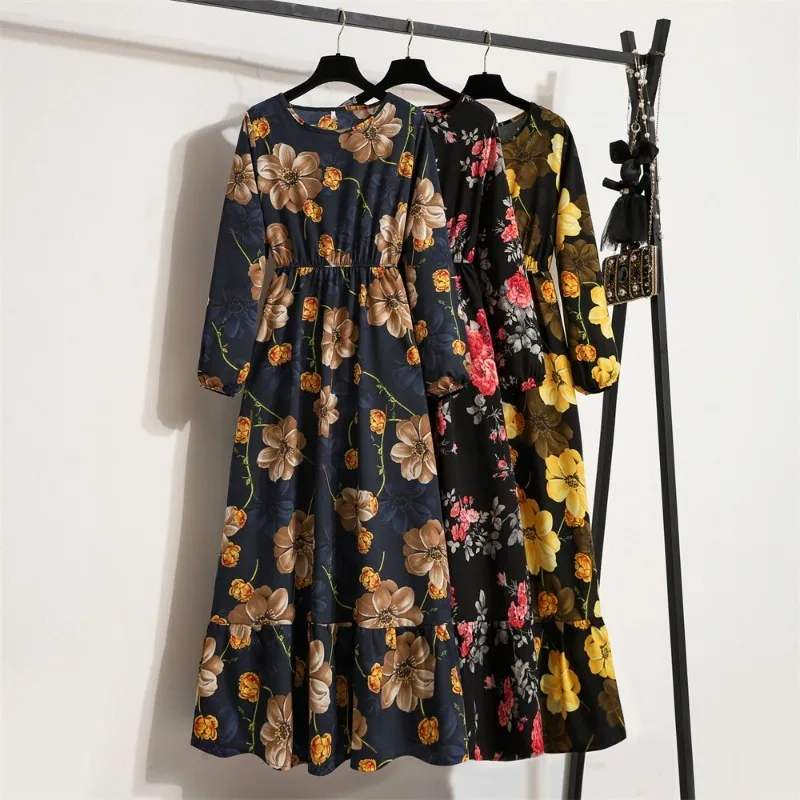Description Picture 3 of itemWomen Long Dresses Sping Autumn Bohemian Casual Full Sleeve High Waist Beach Woman Chiffon Dresses Floral Vestidoes Maxi Dress
