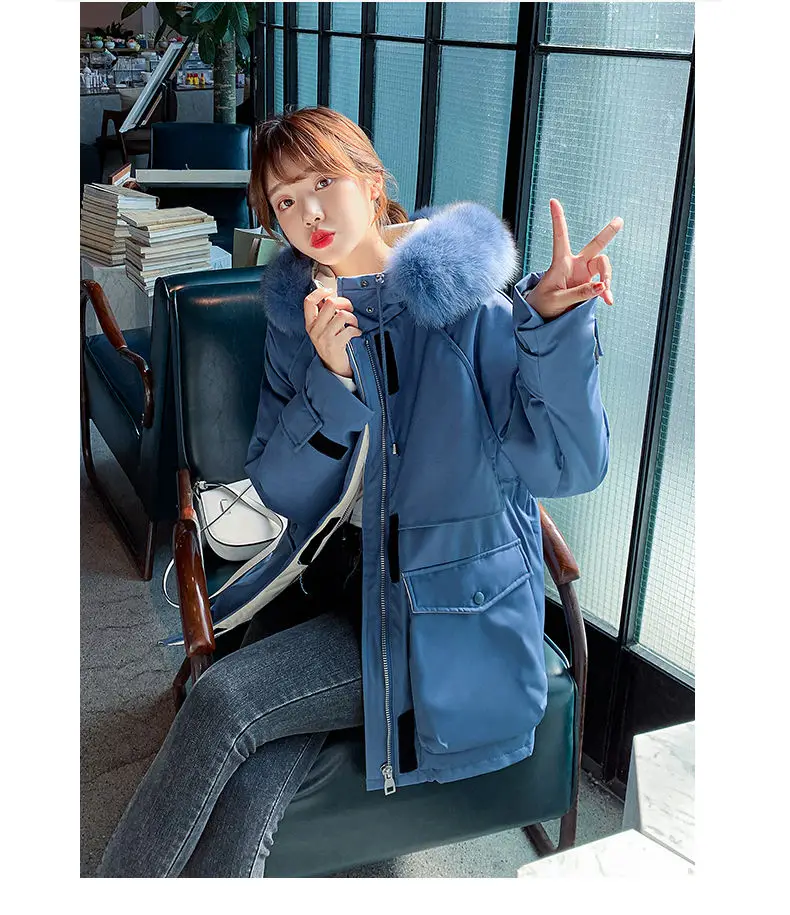 Description Picture 4 of itemFotvotee Winter Jacket Women Coat Hooded Thicken Warm Big Pocket Parkas Casual Elegant Puffer Jacket Vintage Oversized Outerwear