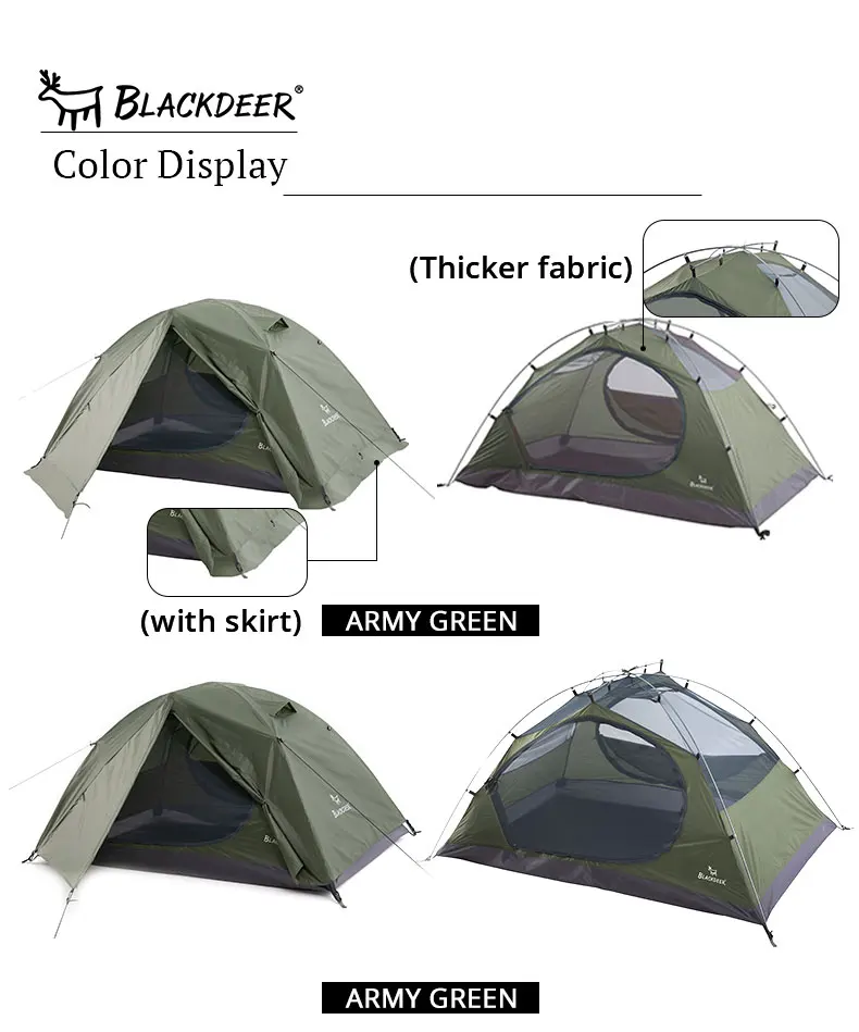 Description Picture 6 of itemBlackdeer Archeos 2-3 People Backpacking Tent Outdoor Camping 4 Season Winter Skirt Tent Double Layer Waterproof Hiking Survival