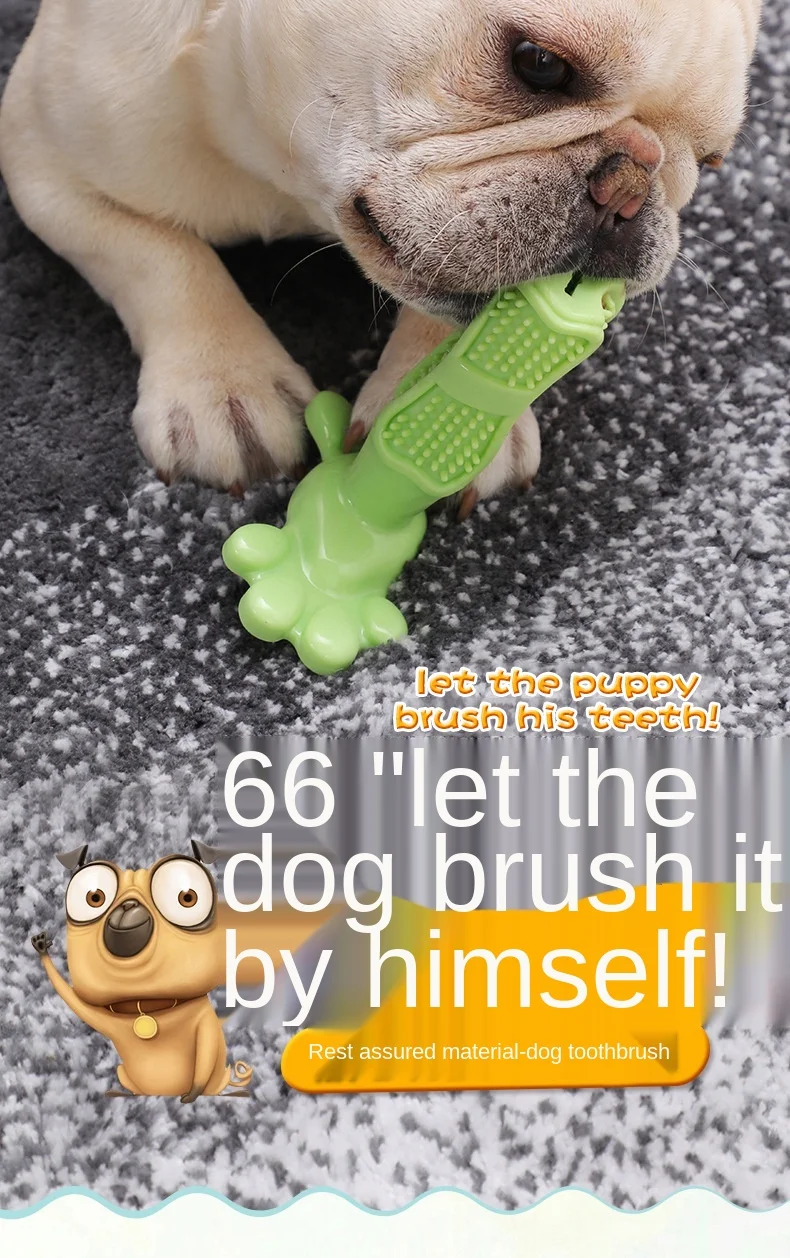 Description Picture 2 of itemPet Dog Toothbrush Chew Toy Doggy Brush Stick Soft Rubber Teeth Cleaning Dot Massage Toothpaste for Small dogs Pets Toothbrushes