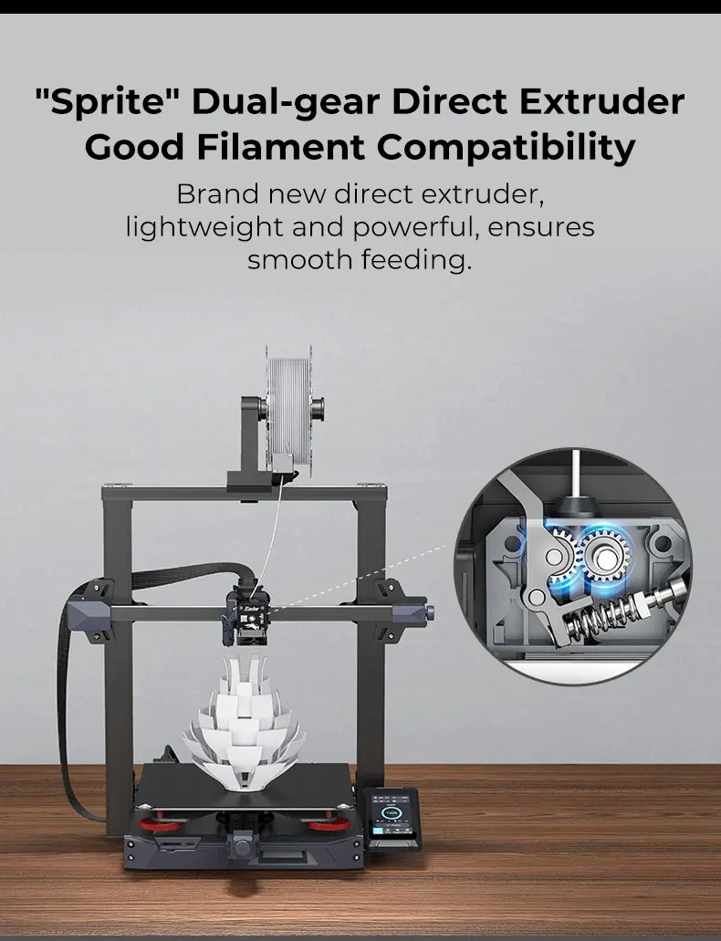 Description Picture 4 of itemCreality Official Ender 3 S1 PLUS Upgrade 3D Printer with CR Touch Auto-leveling Sprite Dual-Gear Extruder Double Z-axis Screw