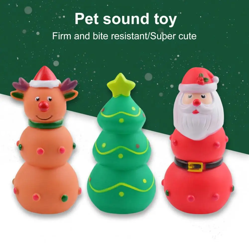 Pet Toy for Teeth Elastic Pet Toy Christmas Pet Toys Bite-resistant Rubber Toys with Built-in Squeaker for Dogs Teeth-cleaning