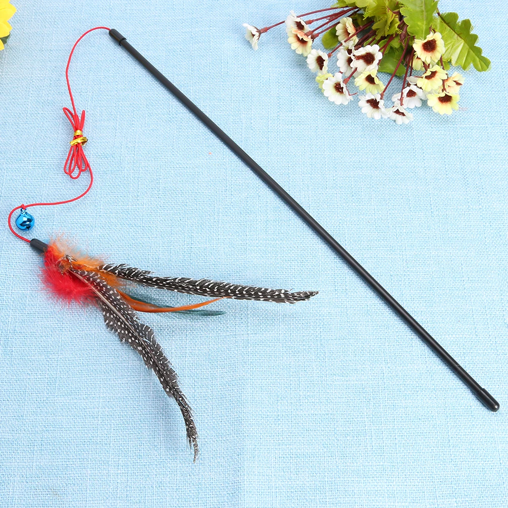 Handheld Kitten Teaser Lightweight Feather Cat Wand Funny Wands Feather Teaser Odorless for Kitten Pet Cat Scratching