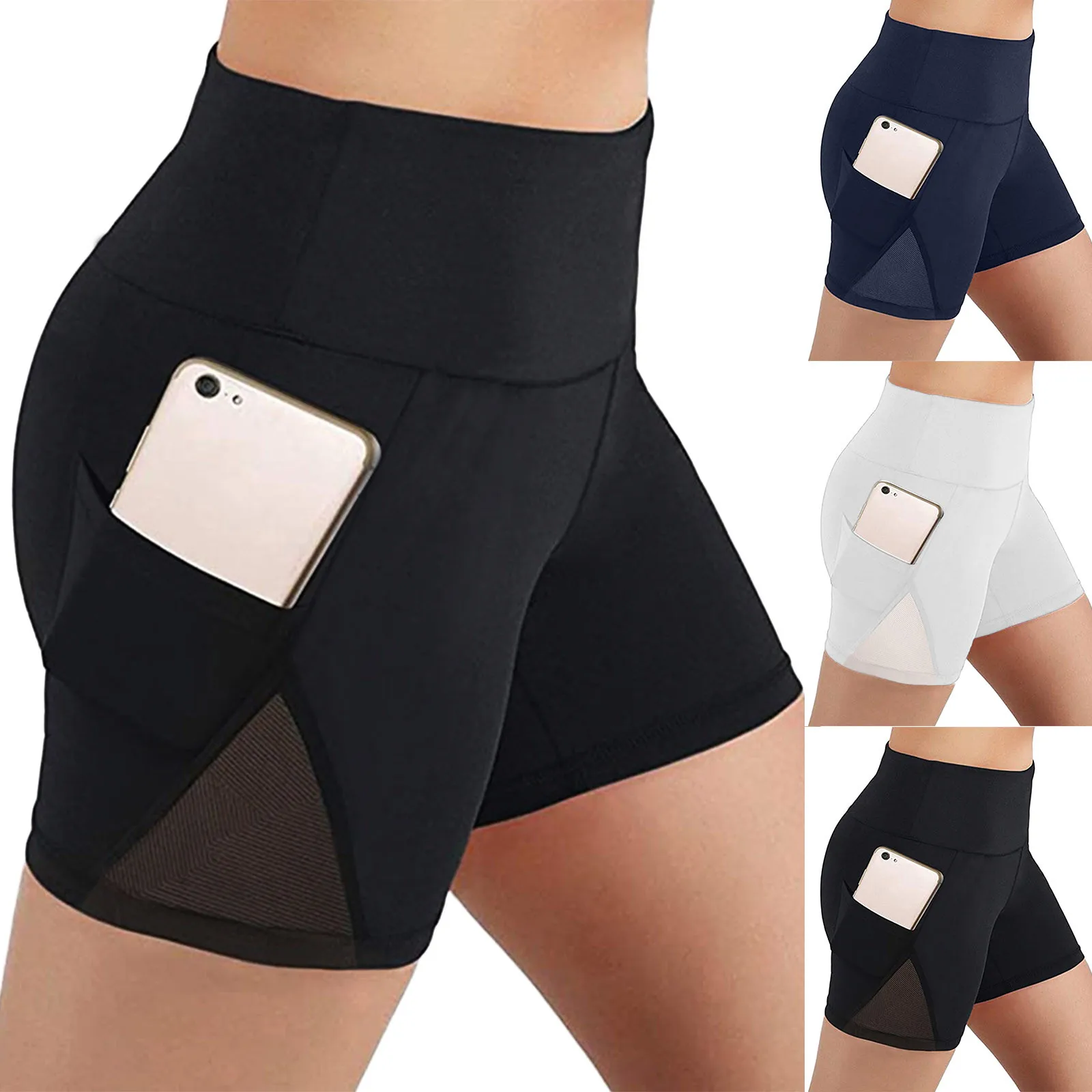 Women High Waist Yoga Shorts With Side Pockets Workout Running Compression Athletic Biker Dress Pants Women Business Casual