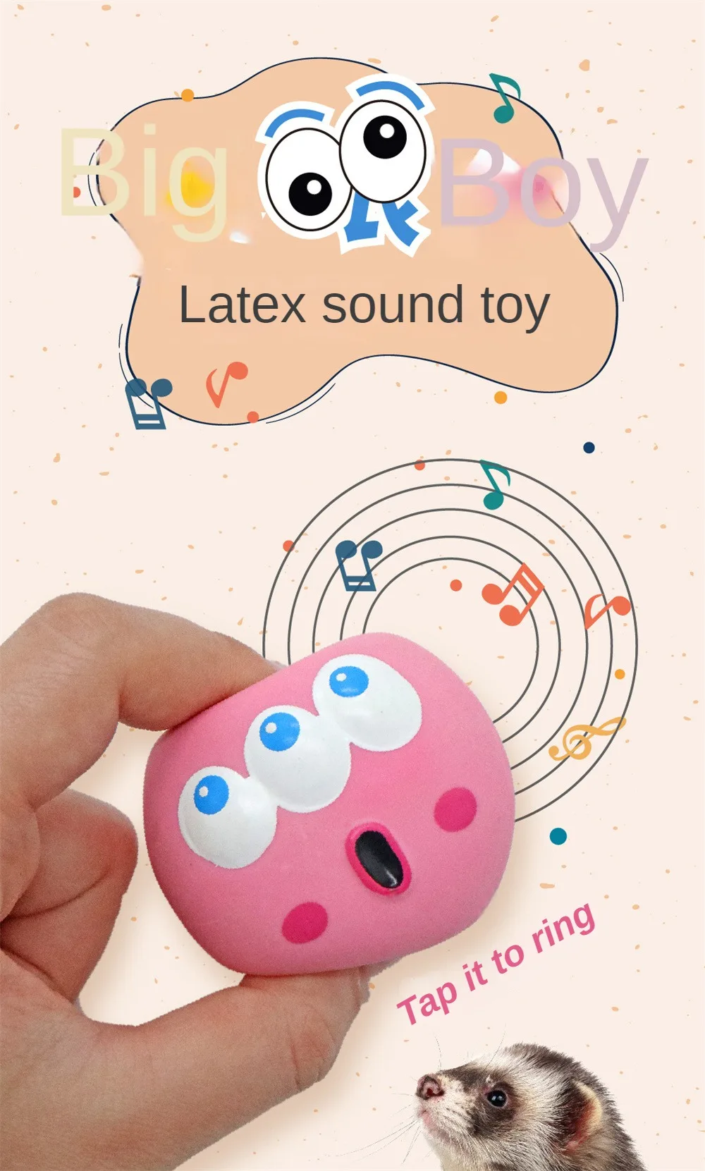 Description Picture 5 of itemPet Dog Ball Dog Sounds Chews Toy Cute Cartoon Big Eyeball Environmental Protection Portable Interactive Pet Toy Puppy Supplies