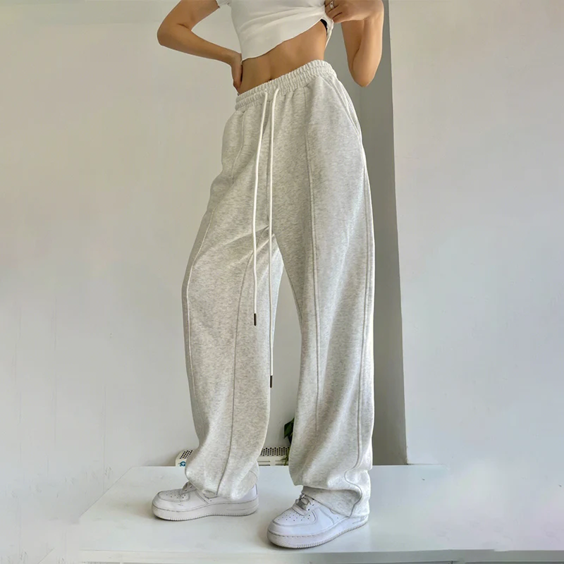 Women Gray Sweatpants Casual Joggers Harajuku Hip Hop Korean Style Fashion Y2k Female Wide Leg Sports Trousers Streetwear Loose