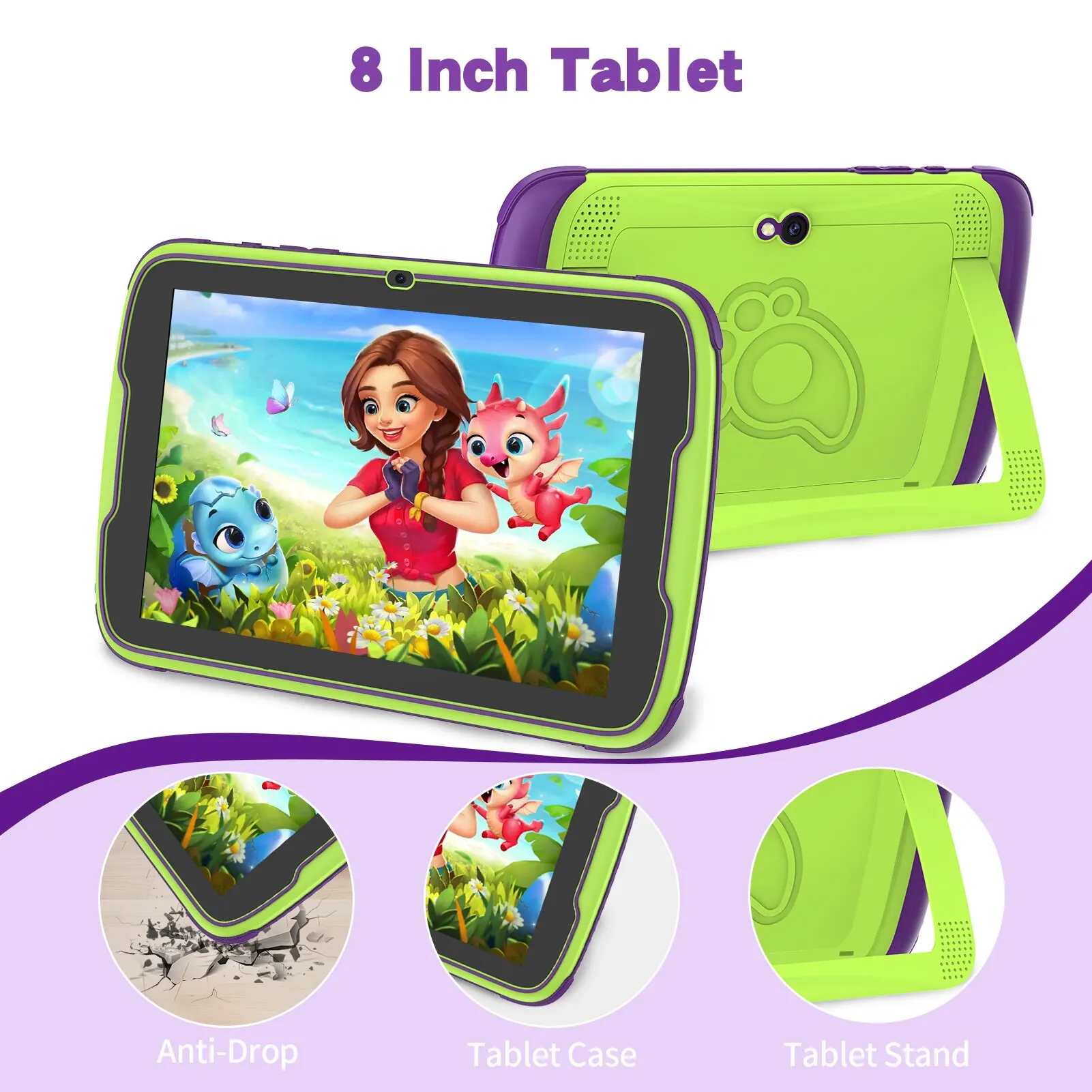 PRITOM Kids Tablet 8 Inch with Android 13 OS, 8GB RAM(4+4 Expand) and 64GB ROM,1280*800 IPS, 5000mAh Battery, Parental Control