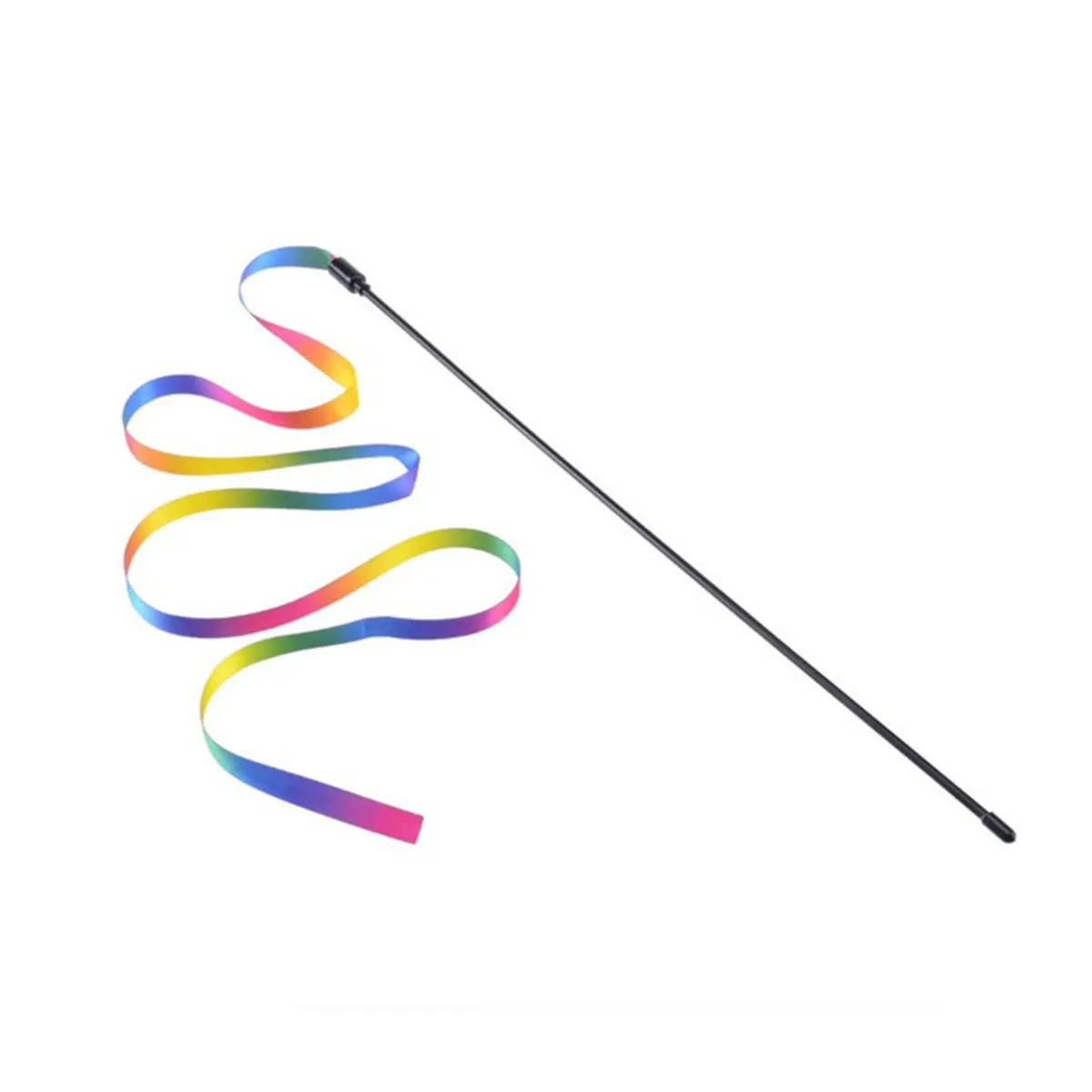 Description Picture 3 of itemPlush Cat Sticks Double-sided Colorful Rainbow Ribbon Funny Cat Stick Toys for Pet Kitten Interactive Stick Teaser Toys Supplies