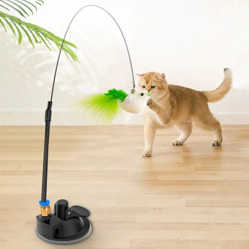 Description Picture 3 of itemHandfree Bird/Feather Cat Wand with Bell Powerful Suction Cup Interactive Toys for Cats Kitten Hunting Exercise Cat Toys