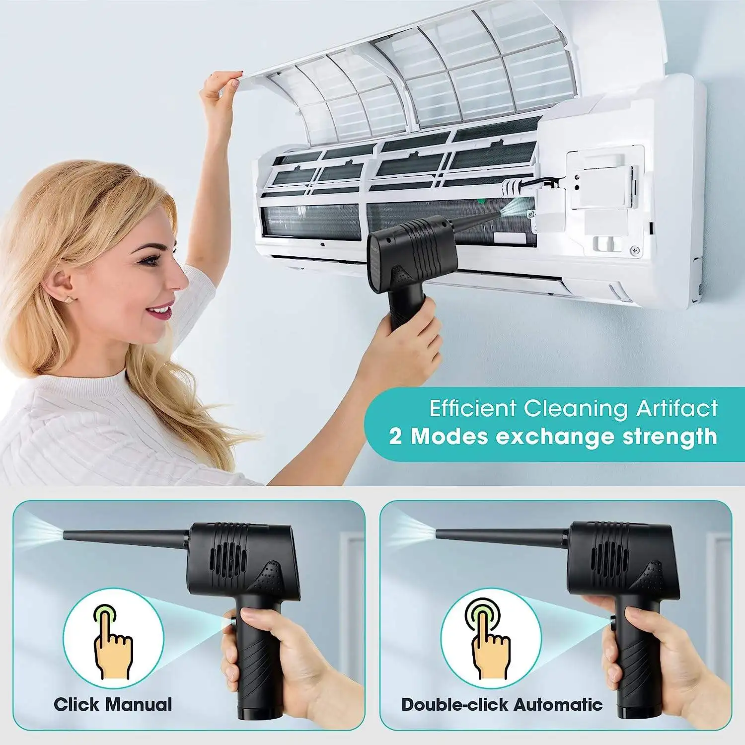 Description Picture 6 of item2 In 1 Keyboard Cleaner Mini Duster Computer Cleaning Handheld Car Vacuum Cleaner Dual Purpose Portable Cleaning Compression Gun