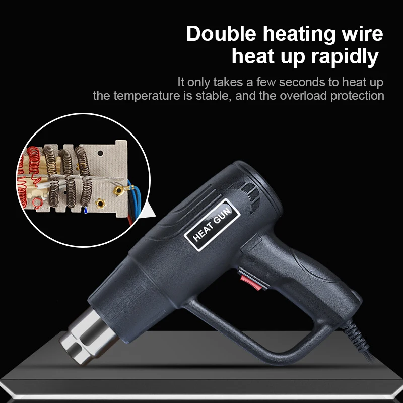 Description Picture 3 of item2000W LCD/NO LCD Electric Hot Air Gun Power Tool Heat Gun Variable Temperature Hair Dryer Soldering Wrap Blower Heater DIY Tool