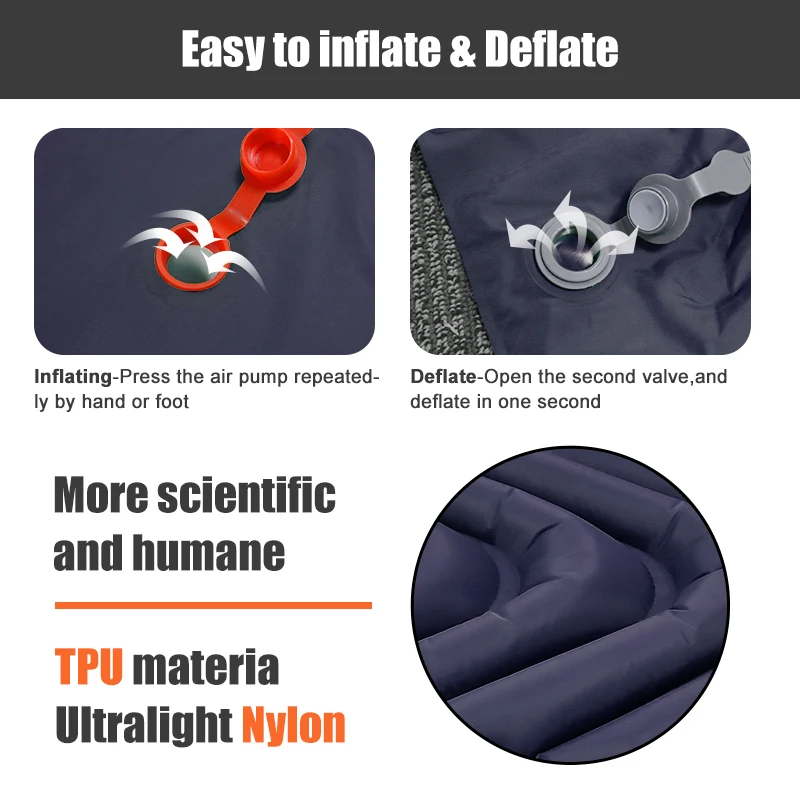 Description Picture 5 of itemPACOONE Outdoor Camping Inflatable Mattress with Pillows Travel Mat Folding Bed Ultralight Sleep Pad Air Cushion Hiking Trekking