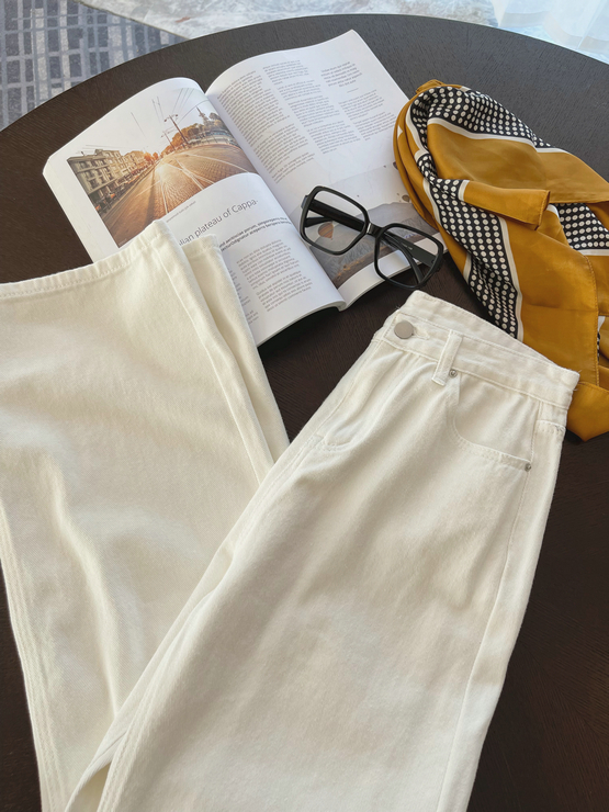 Description Picture 3 of item2023 Spring Women Cargo Pants Y2k Jeans Oversize Trousers korean White Streetwear Vintage High Waist Straight Y2k Wide Summer