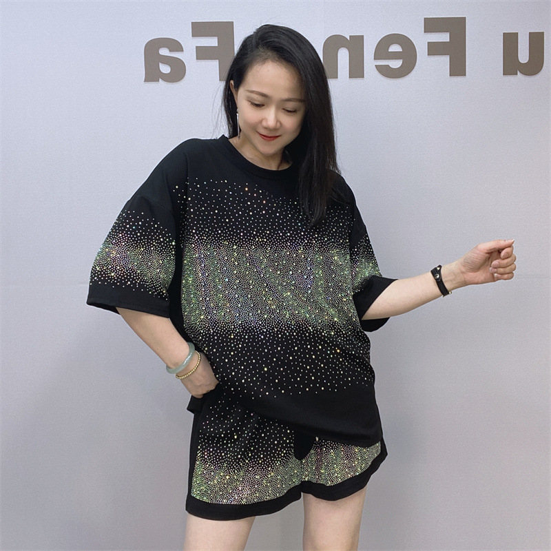 Description Picture 3 of itemED iqyipai Women Set Two Pieces Shimmer Short Set Women Summer Thin Suit Casual Sports Kit de gran tamaño Casual Sequinis Suit