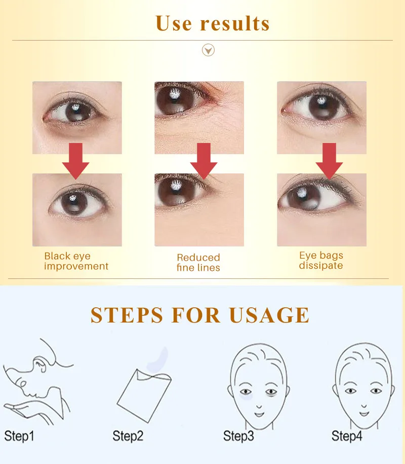 Description Picture 4 of itemBeauty Gold Crystal Collagen Eye Mask Eye Patch For Eyes Mask Acne Korean Collagen Mask Skin Care 100Pcs=50Pairs