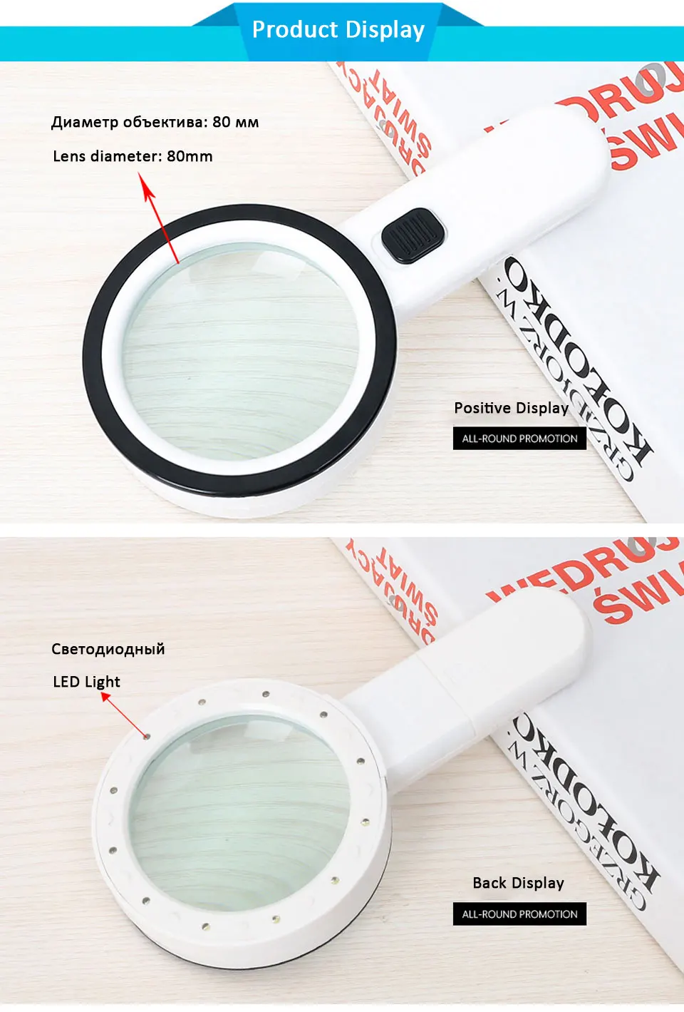 Description Picture 4 of itemHandheld Magnifier 30X Illuminated Magnifying Glass with 12LED Light Reading Magnifying Glass High Magnification Eye Loupe