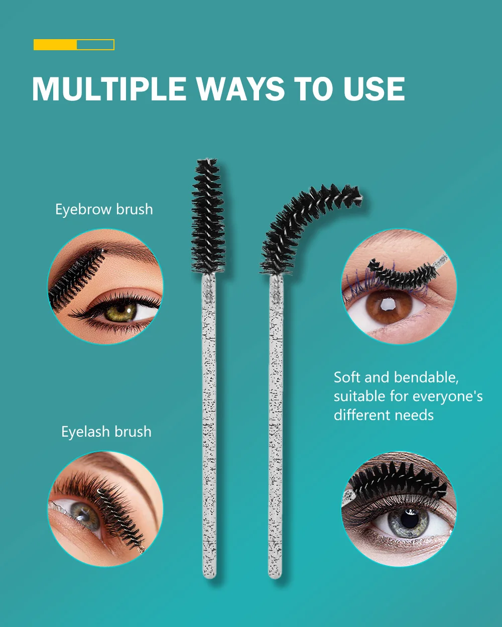 Description Picture 4 of item50Pcs Reusable Eyelash Brushes Eyelashes Extension Tools Eyebrow Brush Mascara Wands Applicator Spoolers Eye Lash Cosmetic