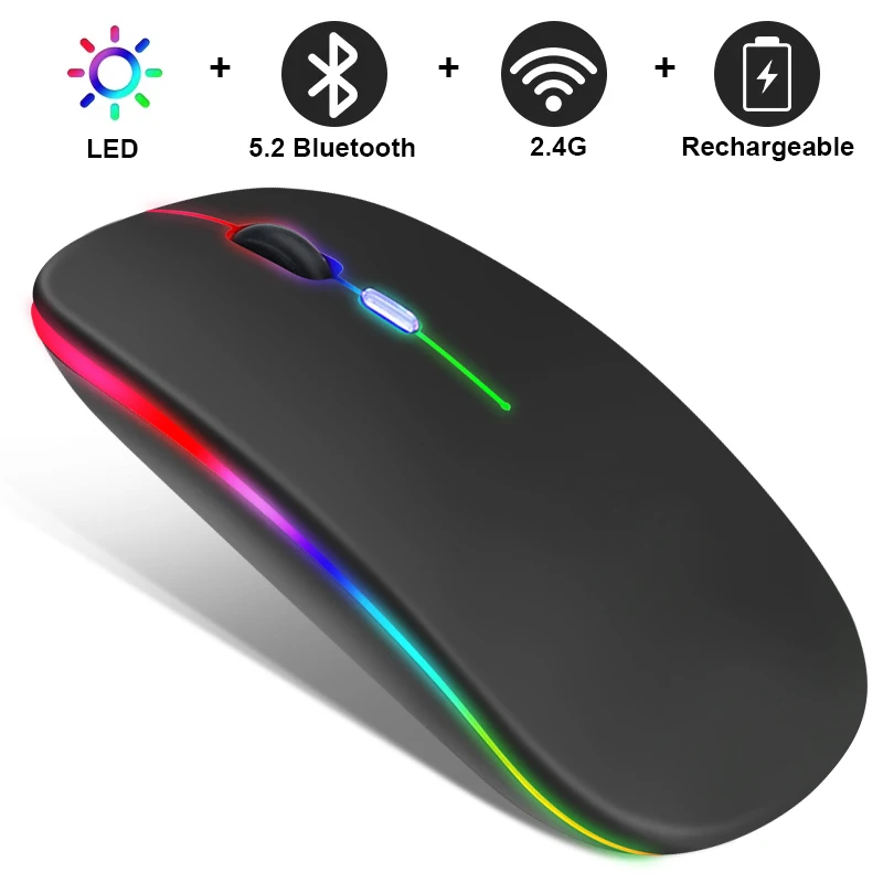 Description Picture 2 of item2.4G Wireless Mouse RGB Rechargeable Bluetooth Mice Wireless Computer Mause LED Backlit Ergonomic Gaming Mouse for Laptop PC