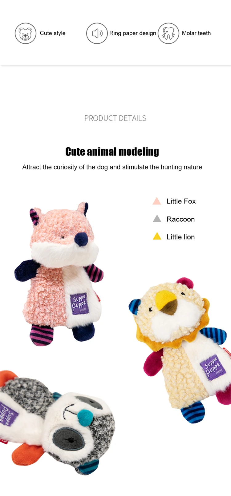 Description Picture 3 of itemGigwi Newest Pet Toys Suppa Puppa Series Sound Paper Molar Teeth Sounding Plush Washable Pet Toys for Dog Puppy