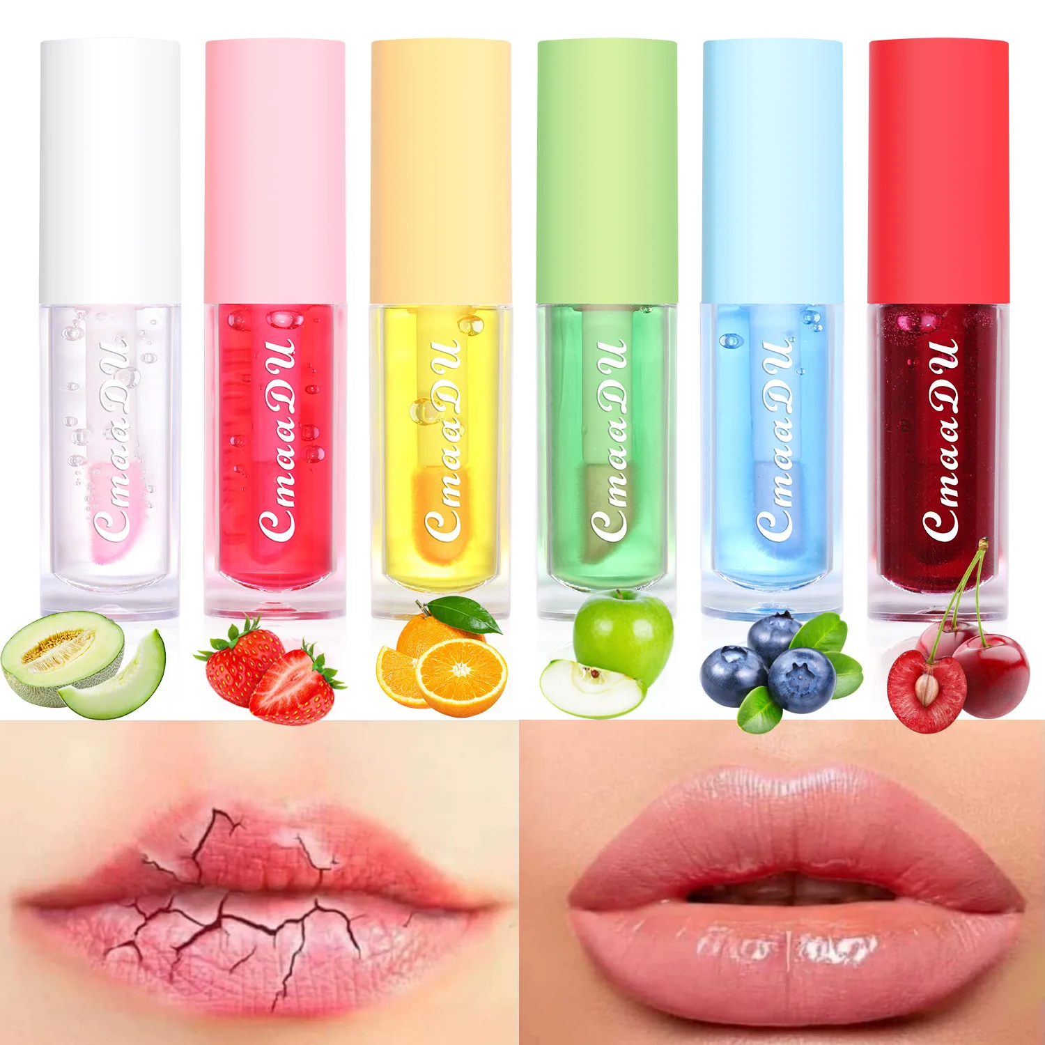 Moisturizing Natural Fruit Color Changing Lip Gloss Lip Oil Portable Waterproof Lasting Nutritious 6 Colors Lips Care Lipstick