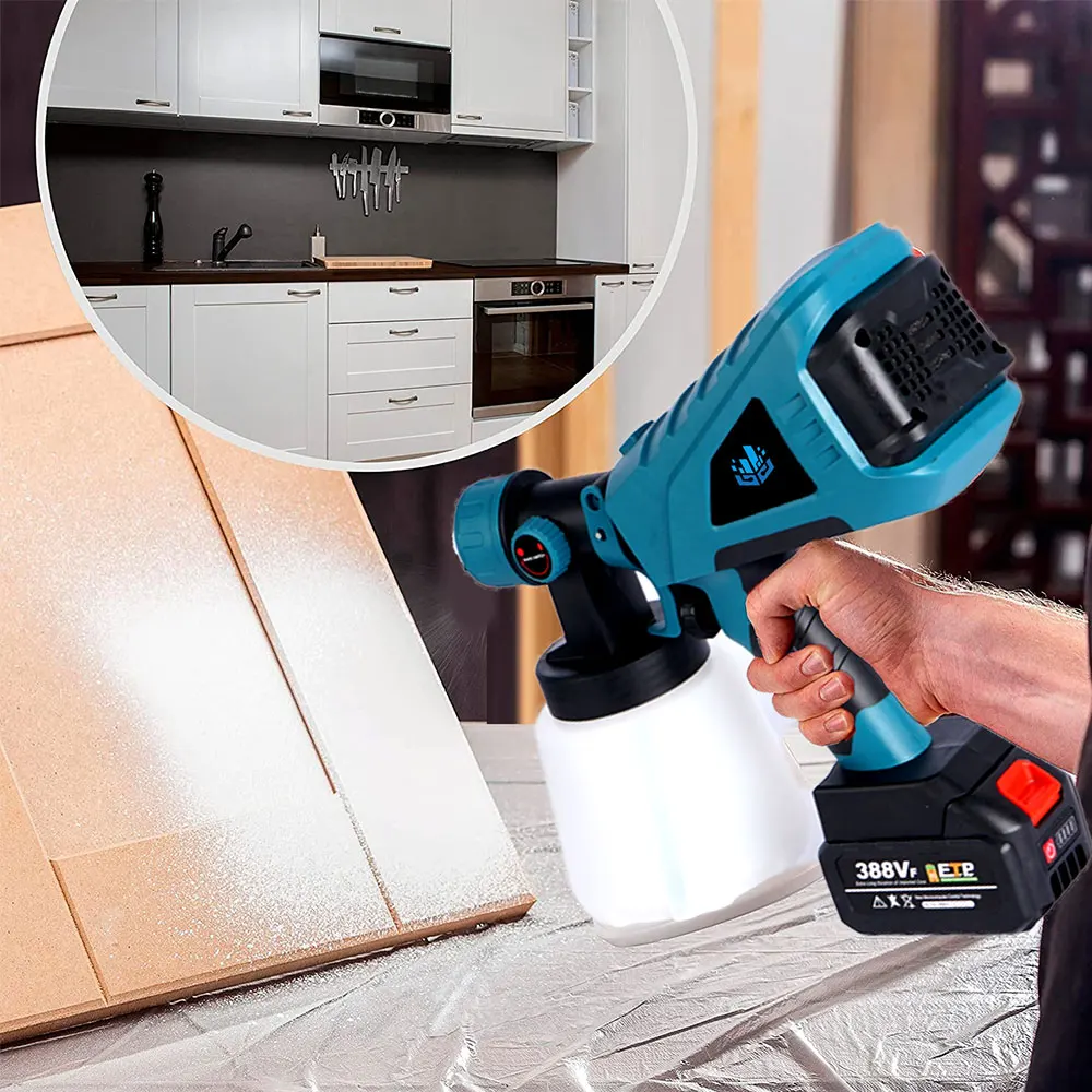 18V Rechargeable Spray Gun Cordless Paint Spray Gun Battery 800W 1000ML High Power Flow Control Spray Gun For Makita 18V Battery