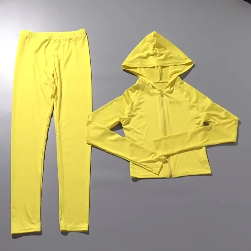 Description Picture 6 of itemNew Women 2 Piece Set Sexy Cropped Hoodie + Bodycon High Waist Pants Stretchy Sets 2022 Jogger Fitness Gym Running Outfits