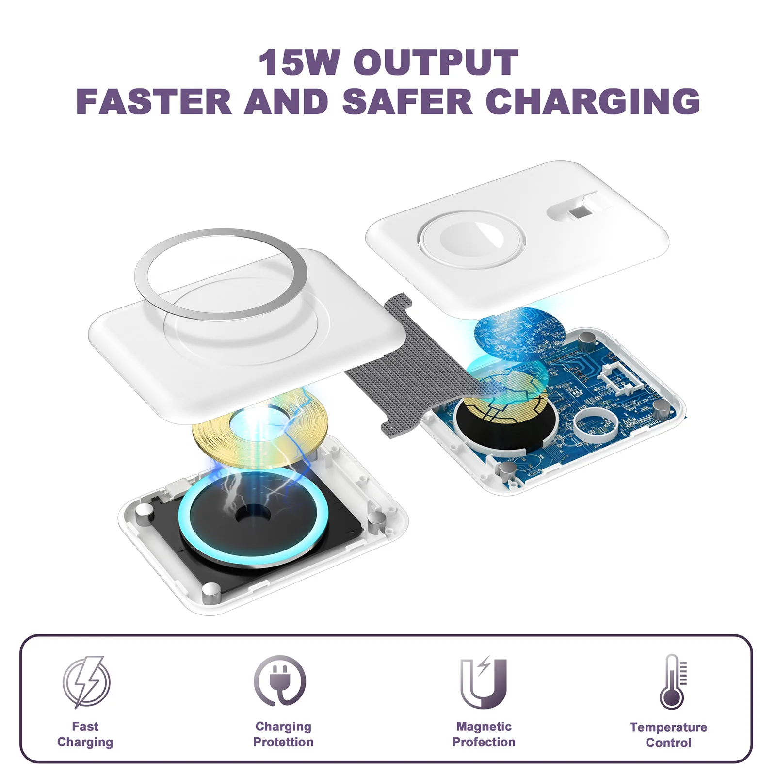 Description Picture 5 of item3 In 1 Magnetic Wireless Charger 15W Fast Foldable Charging Station For iPhone 14/13/12/11/XS/X/8 Apple Watch Series AirPods Pro