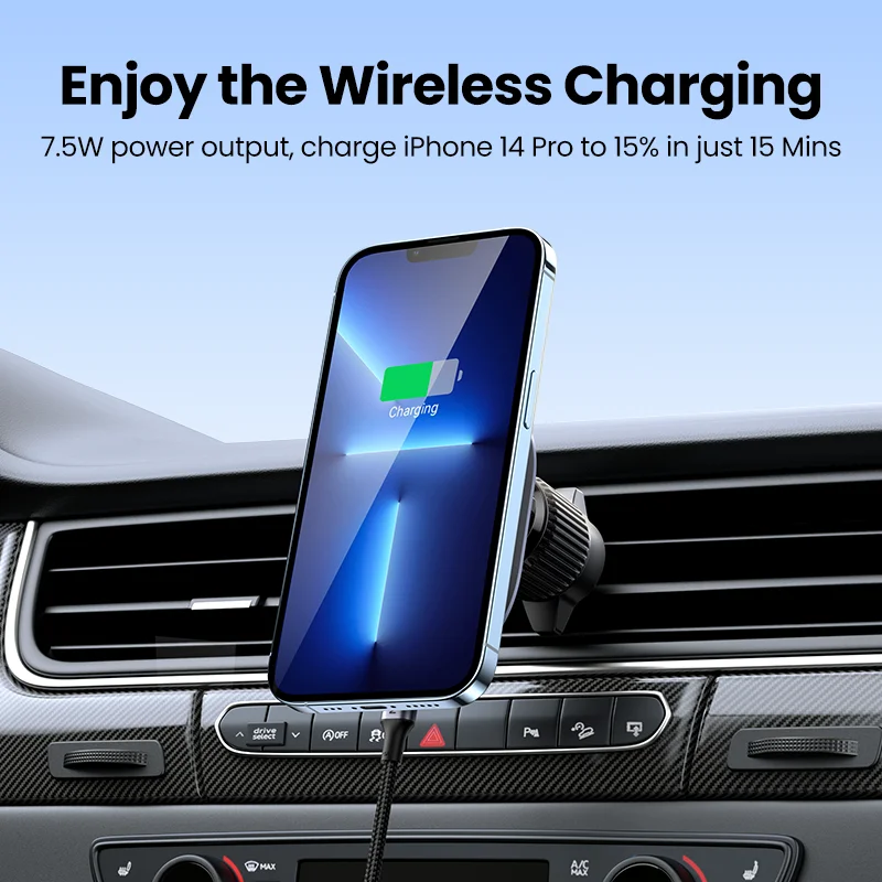 UGREEN Magnetic Wireless Car Charger For iPhone 14 13 12Pro Max Phone Holder Mount Wireless Charging Car Charger Macsafe