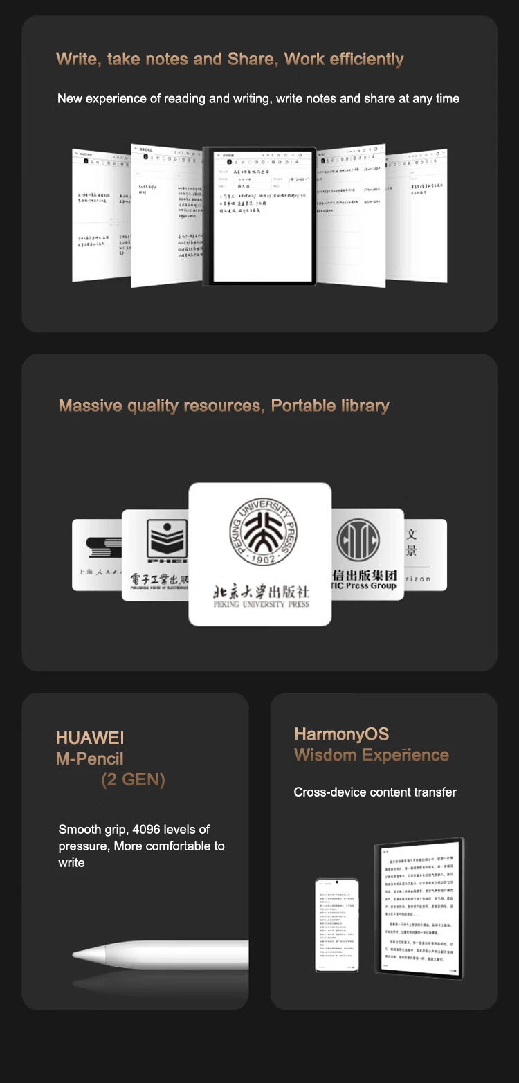 Description Picture 4 of item2022 HUAWEI MatePad Paper 10.3 Inch Tablet 6GB 128G LTE WIFI6 Ebook Eye Protection Full Screen Reader PC Stylus Leath Noteb