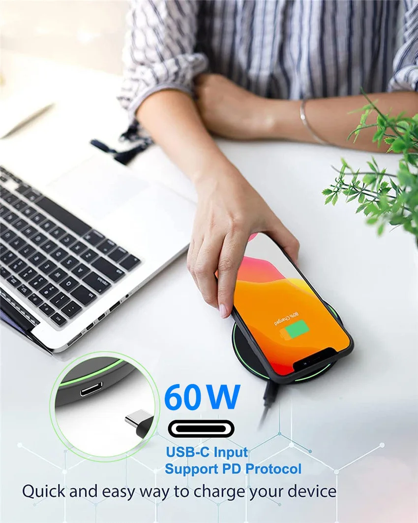 Description Picture 3 of item60W Fast Wireless Charger for Doogee S89 S98 S70 S80 S90 S95 S97 Pro S68 S88 Pro Plus V10 V20 Phone Wireless Charging Pad