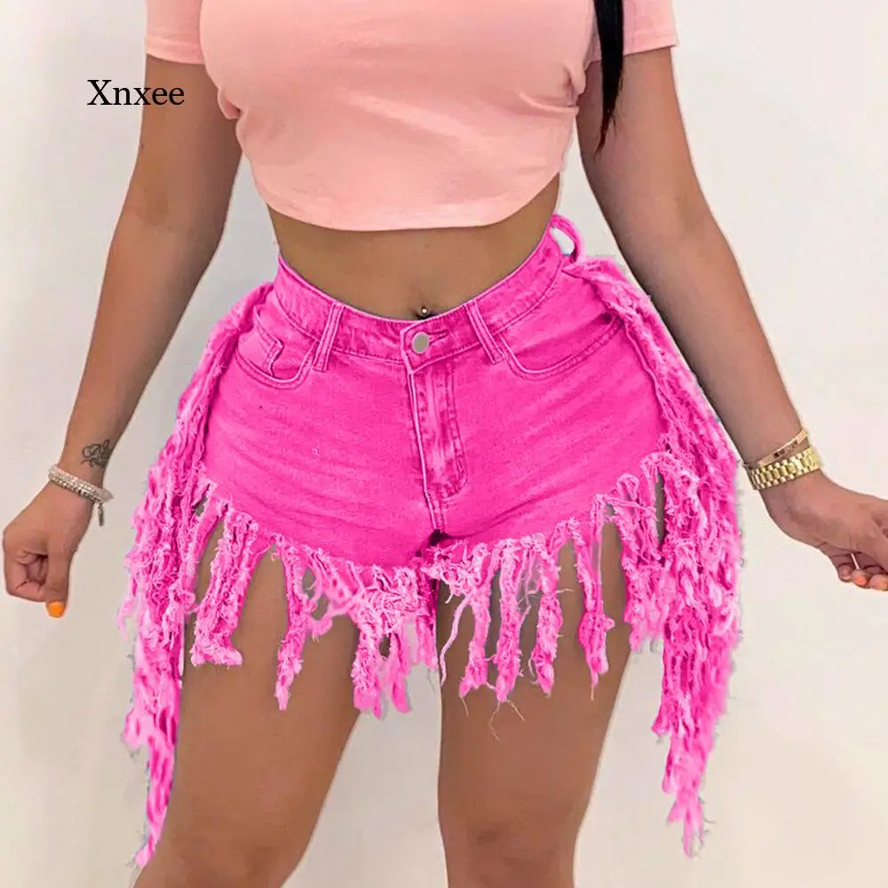 Description Picture 5 of itemFashion High Waist Tassel Denim Shorts Sexy  Women Casual Straight Club Shorts Jeans Pants Summer Clothing Bottoms