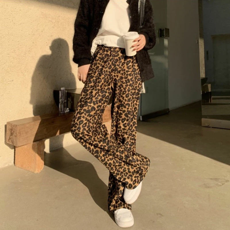 Description Picture 5 of itemLucyever Fashion Leopard Women's Pants 2022 Summer Casual Elastic High Waist Wide Leg Pants Woman Streetwear Hip-Hop Trousers