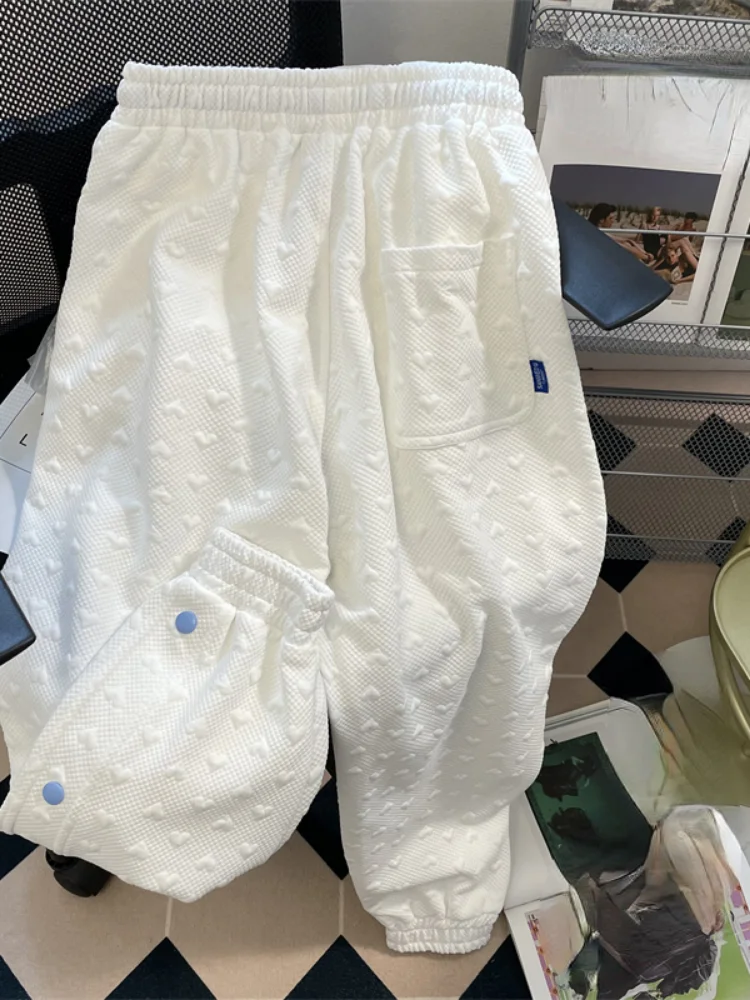 Description Picture 3 of itemKOSAHIKI 2023 Vintage 3d Heart Sweatpants Korean Harajuku Casual Streetwear Women High Waist Drawstring All Match Harem Pants