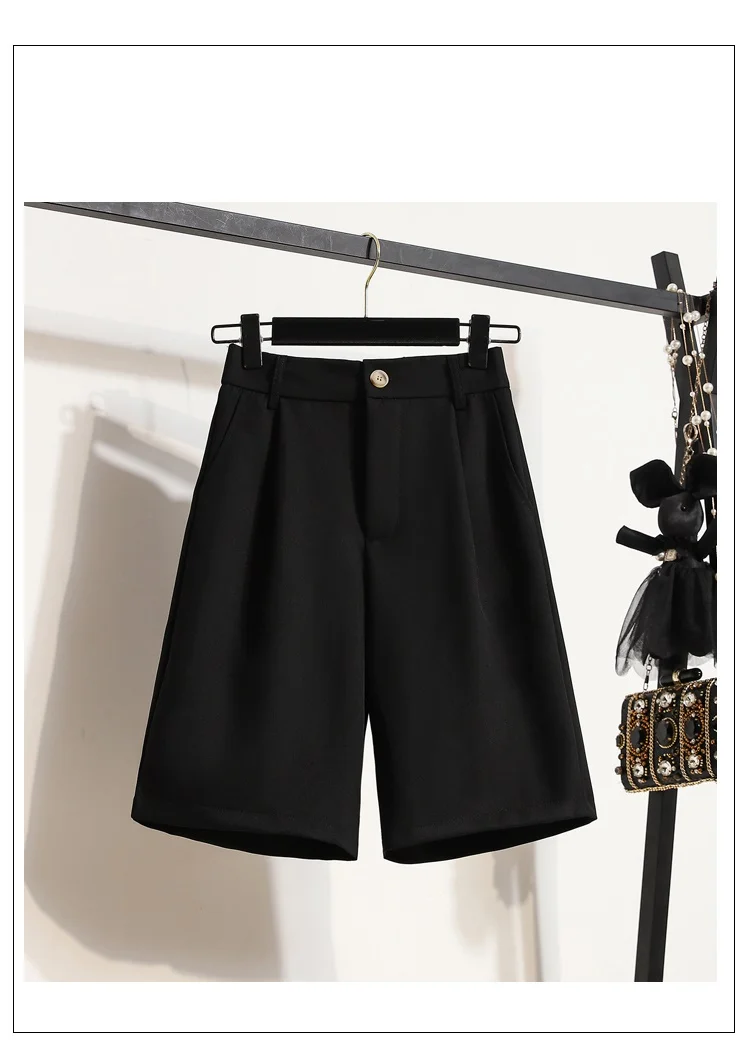 Description Picture 6 of itemOversized 5XL Black High waist Shorts Women's New Summer Suit Short Pants Khaki Loose Commuting Casual Knee length Pants Female