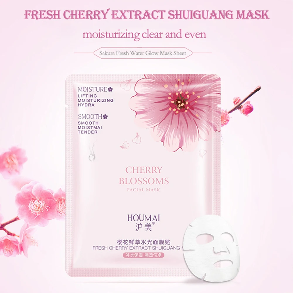 Description Picture 2 of item10pcs Hyaluronic Acid Sakura Face Mask skincare Moisturizing Brightening Anti-aging Face Sheet Mask Facail Masks for Skin Care
