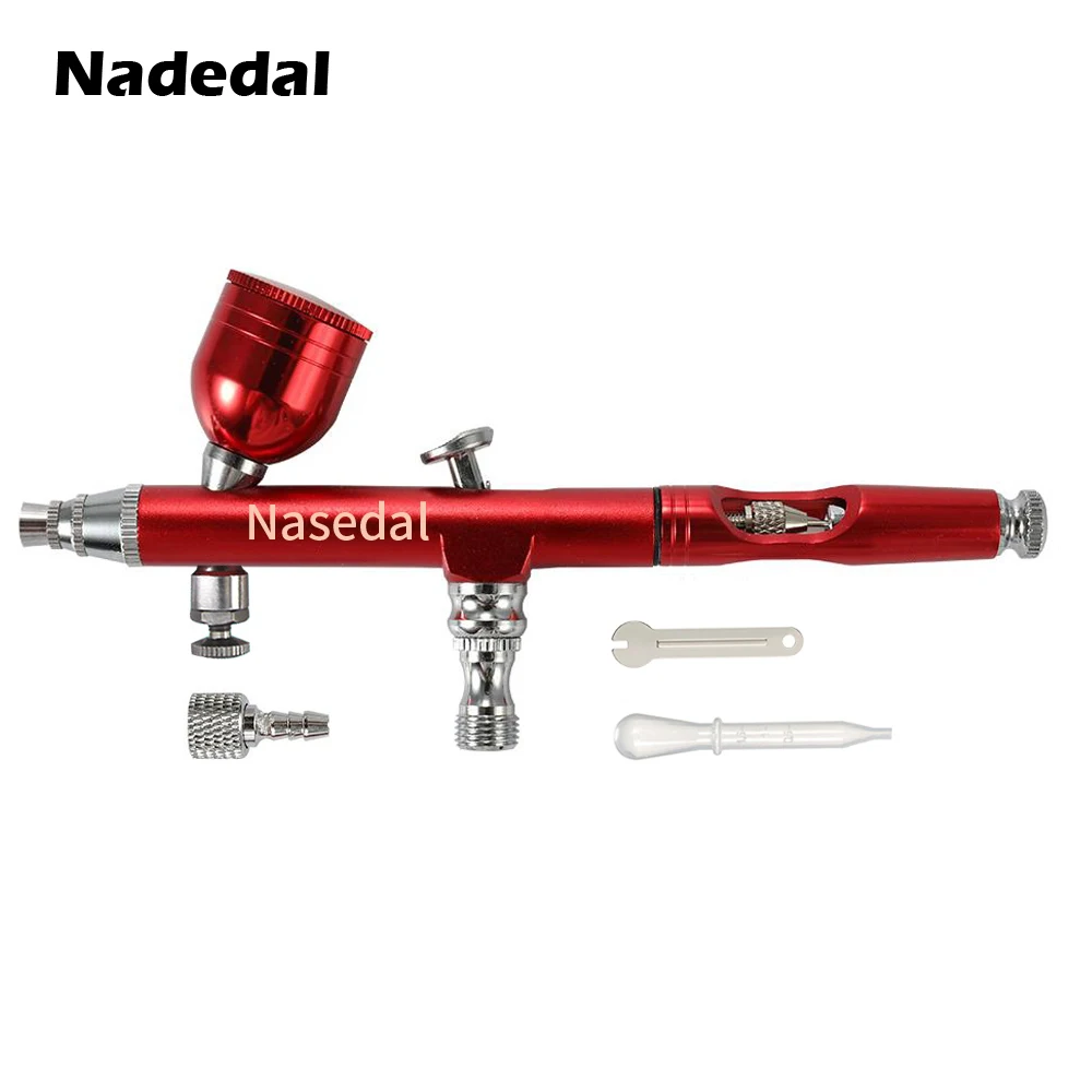 Description Picture 4 of itemAirbrush Dual Action Gravity Feed 0.3mm Nozzle Spray Gun Red/Gold Cake Decorating Brushes For Nail Manicure With Wrench Straw