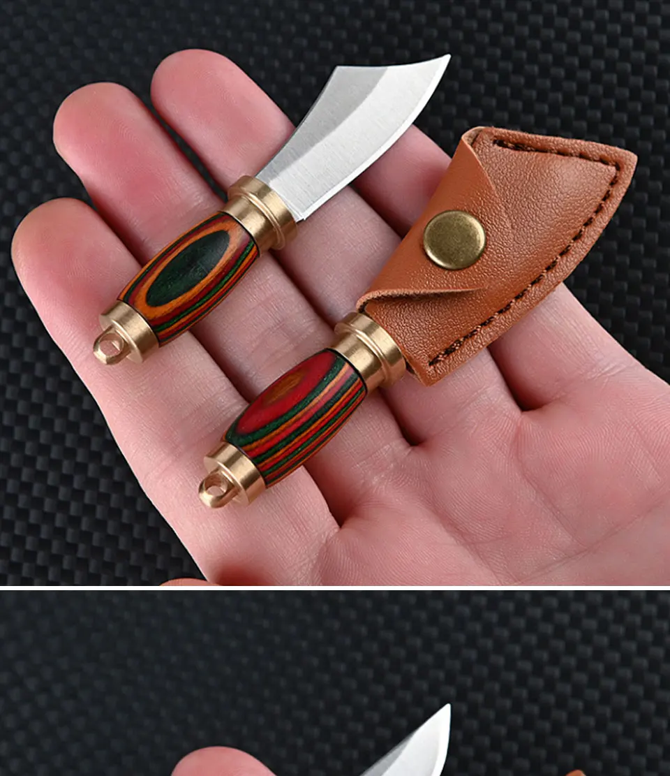 Description Picture 3 of itemNew Straight Knife Outdoor Camping Hunting Self Defence Survival Brass Knife High Hardness Military EDC Tool Sharpeners Pocket
